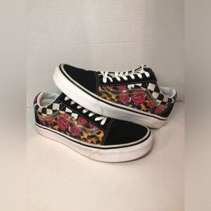 Vans Women's Black and White Floral Sneakers